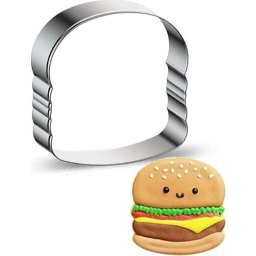 H55A 4pcs Hamburger Toast Bread Cookie Cutters Set Stainless Steel Biscuit Mold Decor