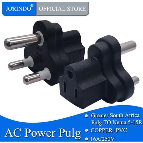 JORINDO 16A 250V South Africa Male To Us Female NEMA 5-15R Embedded Power Adapter Plug Convert Socket