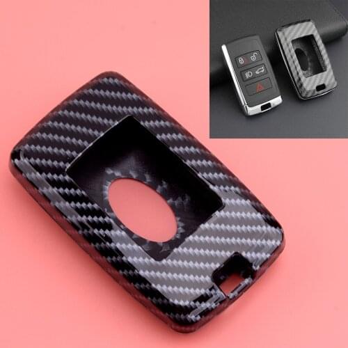 Car Carbon Fiber Style Black Smart Key Fob Case Shell Cover Fit For Land Rover Range Rover Discovery Jaguar XE E-PACE 2020 2021