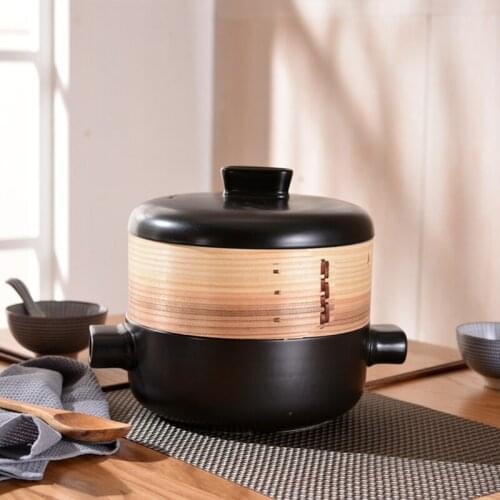 Free shipping 1.5L Ceramic Casserole, Double-Layer Design, With Steamer, Multifunctional Portable Household Casserole