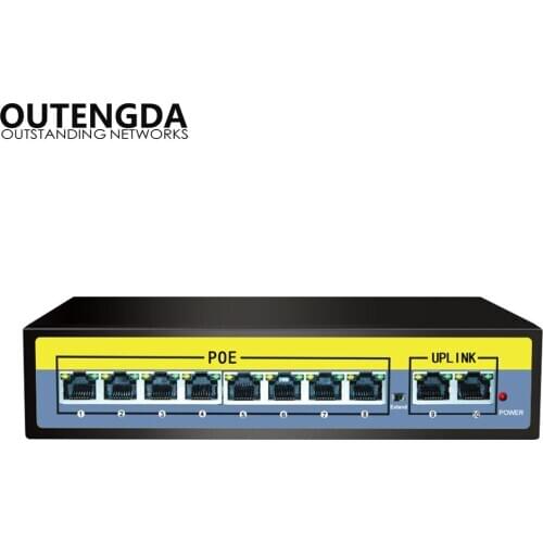 10/100Mbs PoE Switch Injector 10 Ports 8 POE 90W 120W Power over Ethernet IEEE 802.3afat Switch for Cameras AP VoIP