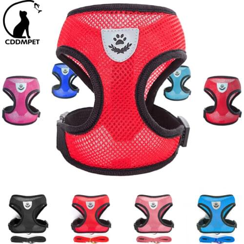 Dog Accessories Breathable Mesh Dog Harness and Leash Set Puppy Cat Harness Vest For Small Dogs Chihuahua arnes para perro 35