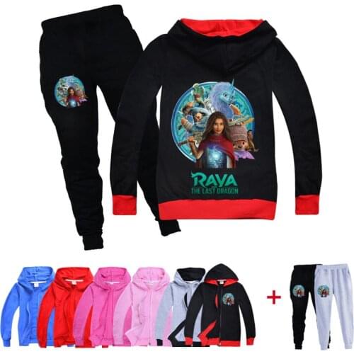 Raya and The Last Dragon Childrens Clothing Boys Girls Cardigan Jackets + Trousers Children Spring Autumn Casual Sports Suits