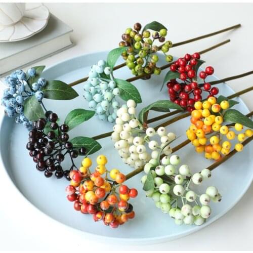 Mini Berries Artificial Flower Fruit Fake Berry Foam Flowers Wedding Home Table Plant Arrangement Decor Photo Props