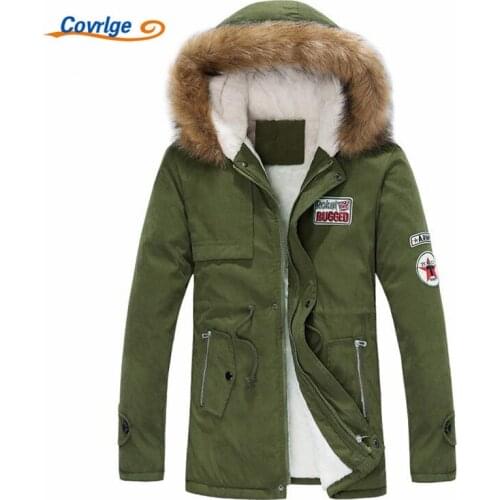 Covrlge Men Parka Coat 2018 Mens Warm Winter Jacket Men Slim Thicken Fur Hooded Style Padded Male Hooded Coats S-4XL MWM066
