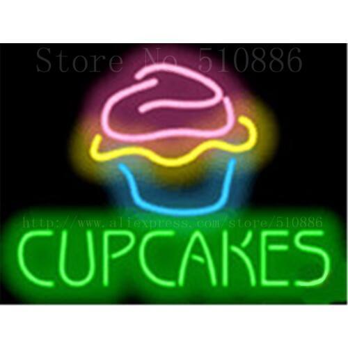 Cupcakes NEON SIGN REAL GLASS BEER BAR PUB LIGHT SIGNS store display bakery dessert pastry food cake Advertising Lights 17*14"