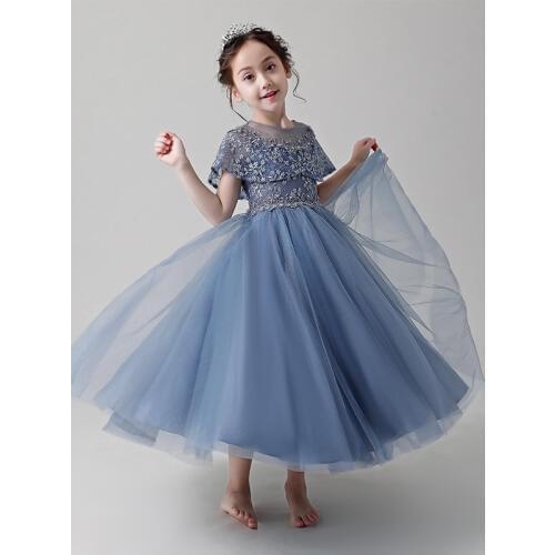 New First Communion Dresses for Girls Champagne O-neck Sleeveless Ball Gown Lace Appliques Flower Girl Dresses for Weddings