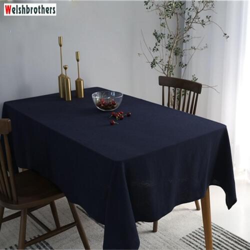Solid color linen tablecloth living room table cloth three colors a variety of specifications can be customized size best choice