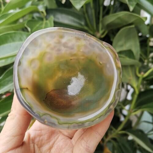 Natural Agate Ashtray Gemstone Bowl Jade Chalcedony Irregular Polished Hand Carved stone
