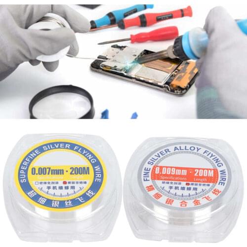 0.007mm 0.009mm Silver Wire Jumper Super Fine 200 Meters For Fingerprint Motherboard Soldering Repair Tools