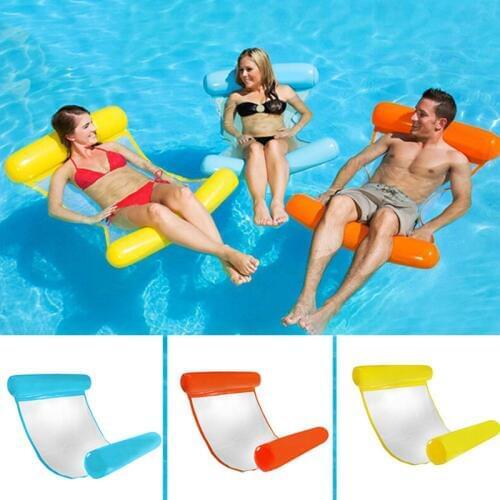 Floating Water Hammock Float Lounger Floating Toys Inflatable Floating Bed Chair Swimming Pool Foldable Inflatable Hammock Bed