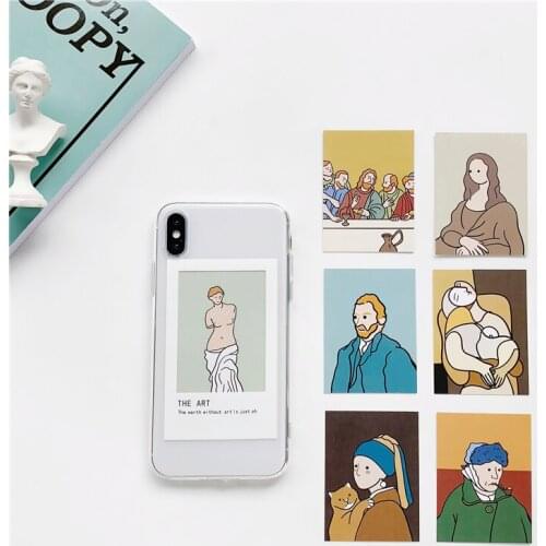 Oil Painting Card Clear TPU Phone Case for Iphone 12 mini 12Pro Max XS Max X XR 11 Pro Max for Iphone 7 8 Plus Photo Frame Case