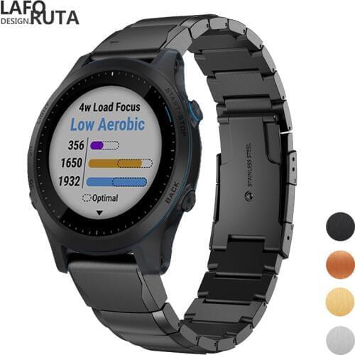 Laforuta Forerunner 945 Band Metal Strap for Garmin Forerunner 935 Fenix 5 5Plus Stainless Steel Bracelet 22mm Quick Replacement