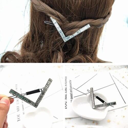 Luxury Crystal Hair Clips Jewelry for Women Cubic Zircon Metal Hairpins Wedding Ornament Geometric Hair Accessories