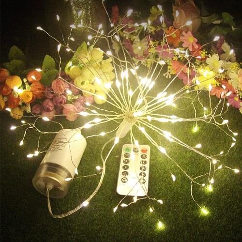 Christmas Waterproof String Lights Dandelion Firework LED Copper Wire Strip Light For Wedding Decor Xmas LED Fairy Lights 2