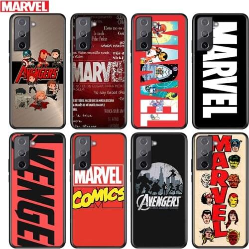 Marvel Avengers Logo Superhero For Samsung Galaxy S21 S20 FE S10e S10 S9 S8 S7 S6 Ultra Plus Lite 5G Edge Black Soft Phone Case