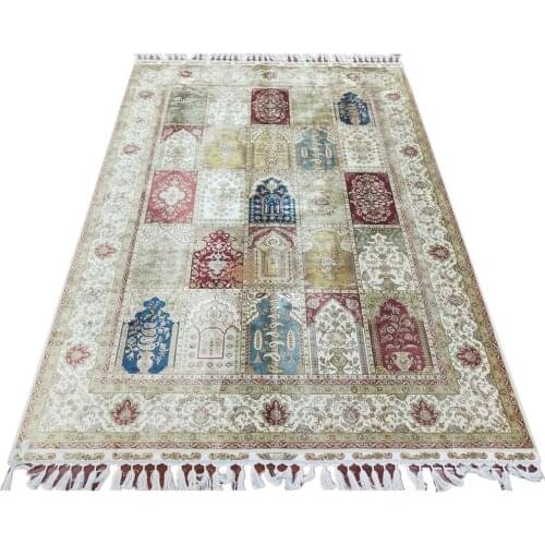 Seeykeep™ 5.5x8ft Decorative Compartment Design Renowned As Paradise Garden Silk Handknotted Oriental Rug-NY3016112