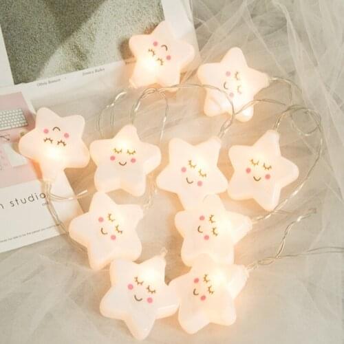 Smiley Face Lamp Cloud Five-pointed Star LED Light String Room Decoration Battery Box Style 1.5m 10Lamps