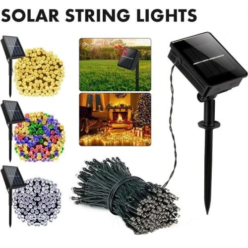 Led String Lights 10M 20M Outdoor Street Garland Waterproof DC12V Solar Fairy Lamp Valentines Christmas Tree Decoration