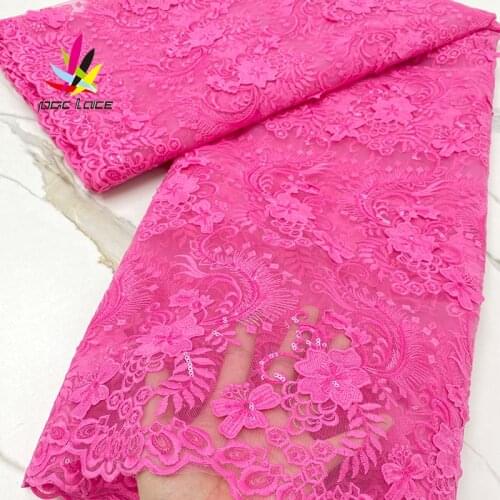2021 Tissue Sequin Lace Fabric Pink Cord Color African Embroidery Sequence Nigerian French Party Latest Aso-ebi Tulle Milk Silk