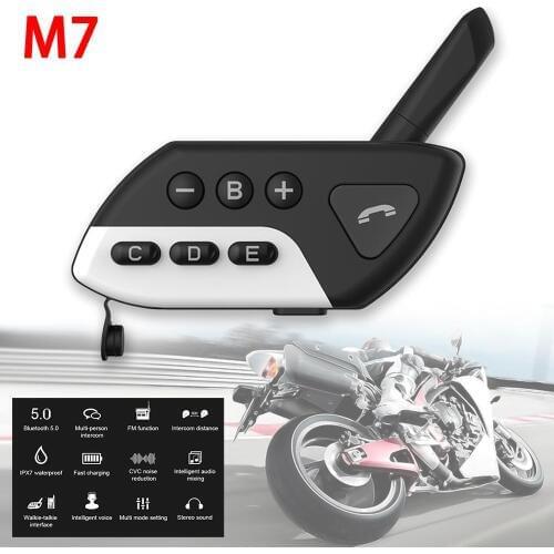 V5.0 Bluetooth Intercom Motorcycle Helmet Headsets M7 Multi BT Wireless Walkie Talkie 800m Stereo Interphone Headset For 5 Rider