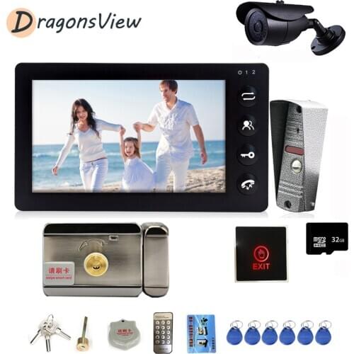 Dragonsview 7 Inch Video Door Phone Access Control Intercom System Doorbell 1200TVL with Lock and CCTV Camera for Home Security