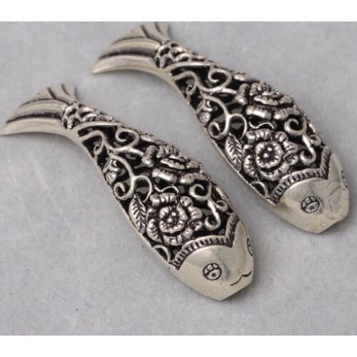 Handmade Vintage 925 Silver Fish Bead Sterling Silver Rose Flower Fish Tube Bead Bracelet Beads Accessories