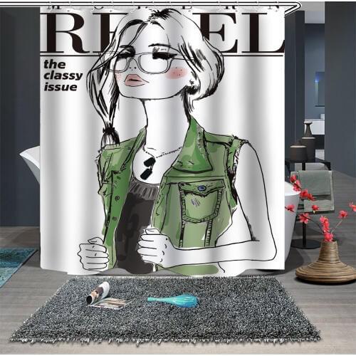 Custom Made Shower Curtain Bathroom Curtain Partition 1.5 x 1.8m 1.8 x 1.8m 1.8 x 2m Woman Lady