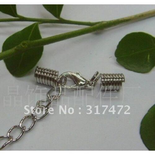 2mm leather cord Clasps with end chain setting 200set/lot