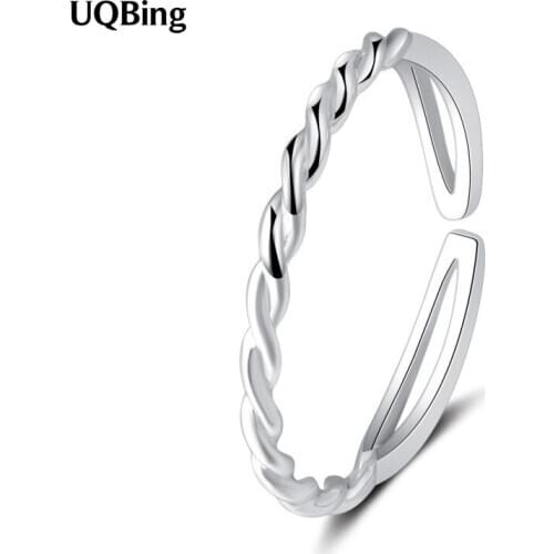Fashion 925 Sterling Silver Twisted Tiny Finger Rings Women Gifts Jewelry
