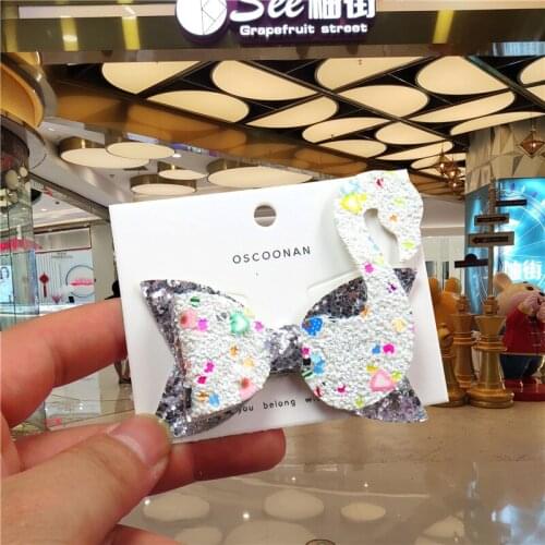1PCS Lovely Swan Sequin Girls Elastic Hair Bands Bows Child Hair Tie Knot Hairpin Creativity Hair Accessories Clip For Kids