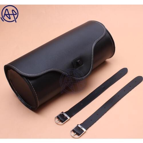 1pcs Brand New PU Leather Black Front Fork Tool Bag Luggage Saddle Bag For Harley Chopper Bobber Cruiser Softail Sportster Honda