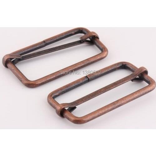 10pcs /lot Copper color Metal Shoulder Leather Bag Strap Belt Webbing Rectangle Adjust Tri-glide Pin Buckle Slider Loop Buckle