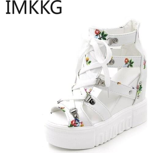 2019 famous designers shoes woman Sandals New Fashion Platform Sandals Wedges zip Thick heels Casual High Heels Sandalias A00262