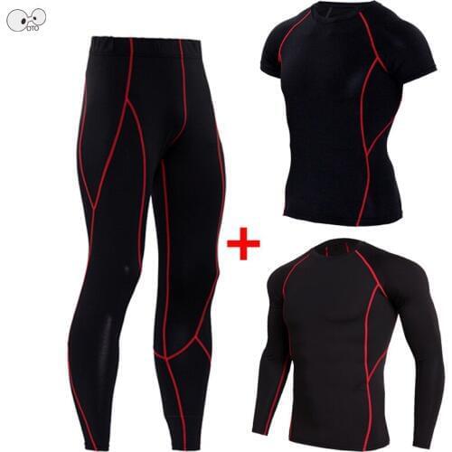 3 Pcs Quick Dry Compression Sportswear Running Set 2019 Fitness Tight Tracksuit T-shirt+Leggings Mens Gym Training Sport Suit