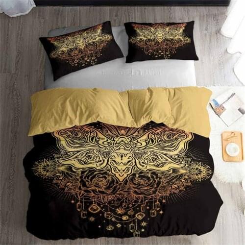 HELENGILI 3D Bedding Set Golden Butterfly Print Duvet cover set lifelike bedclothes with pillowcase bed set home Textiles #TJ-10