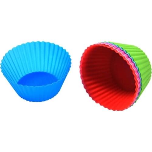 9 Pieces / Set Of Silica Gel Cake Mold Round Muffin Paper Cup Cake Baking Mold Kitchen Homemade Cake Decoration Tools