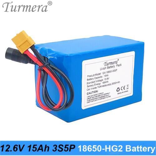 Battery pack 12V 15Ah Lithium Battery 18650 HG2 3000mAh 3S5P 12.6V With 3S 40A BMS for E-scooter and Uninterrupted Power Supply