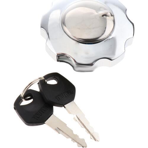 Motorcycle Accessories Metal Gas Tank Cap Cover Fuel Keys Lock Set for Honda ZJ125 CG125 (Chrome)