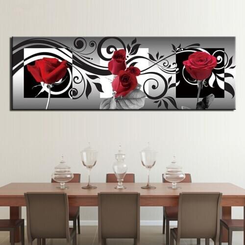 Large size 5D Round Diamond Painting Black and White Red Rose Full Square Flowers Embroidery Mosaic Cross Stitch Gift