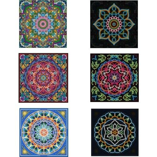 Glow in the dark Bright Diamond Embroidery Mandala 5D Diamond Painting Kit Set Cross Stitch Mosaic Animal Home Decoration Gift