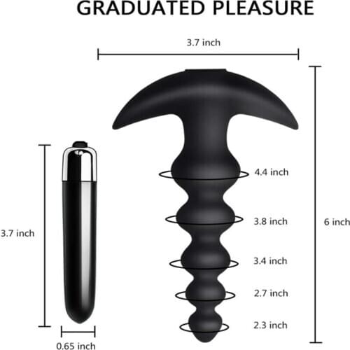 Powerful Vibrating Anal Beads Butt Plug Silicone Graduated Design Anal Sex Toys Waterproof Bullet Vibrator for Men and Couples