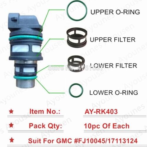 Free shipping 10 sets Fuel Injector Repair Kit For Parts #117113124 FJ10045 For Chevy Car Replacement (AY-RK403)