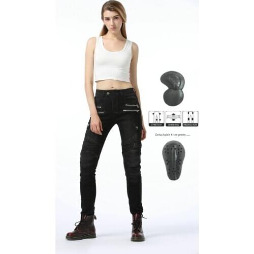 2020New Motorcycle Pants Women Moto Jeans Riding Off-road Trousers Motocross Pants Zipper Design With Protective Gear For Women