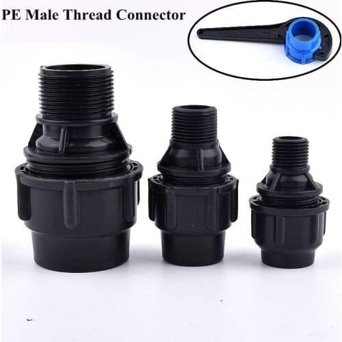 1/2 "-2" Male Thread To 20-63mm PE Quick Connector Agriculture Irrigation System Water Pipe Joint Garden Watering Tube Fittings