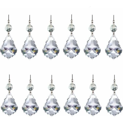 Camal 10PCS CLEAR CHANDELIER CRYSTAL LAMP PARTS GLASS PRISMS 38MM MAPLE LEAF HANGING PENDANT SUNCATCHER PARTY HOME WIDOWNS DIY