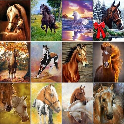 DIY Horse 5D Diamond Painting Full Square/Round Mosaic Animal Diamont Embroidery Cross Stitch Rhinestone Handmade Home Decor