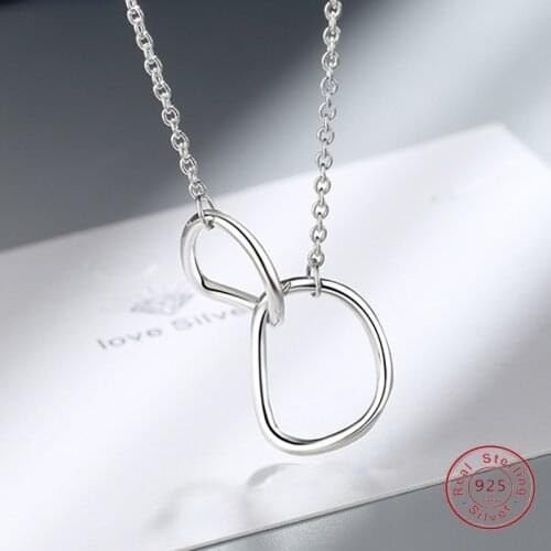 Delicate Clavicle Chain 925 Sterling Silver Infinity Double Irregular Circle Necklace for Women Gift Kolye Collares Bijoux Femme