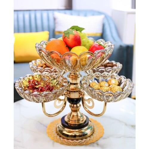 TT Crystal Glass Multi-Layer Internet Celebrity Fruit Plate Nordic Household Living Room CoffeeTableCreative and SlightlyLuxury