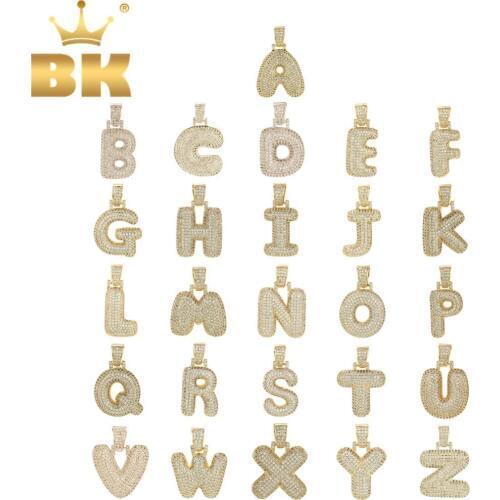 PENDANT ONLY 26 English Word Letters Pendant A-Z Bubble Intial Letters Charm Cubic Zirconia Hiphop Jewelry Fashion Gifts